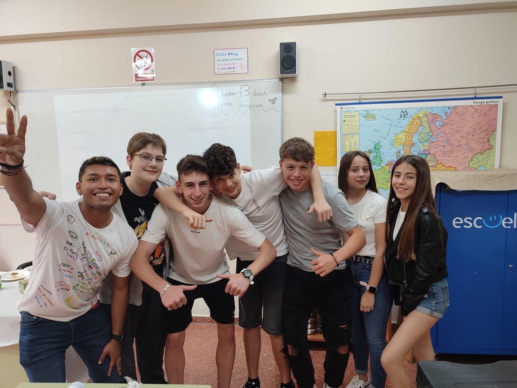 Secondary students in classroom group photo