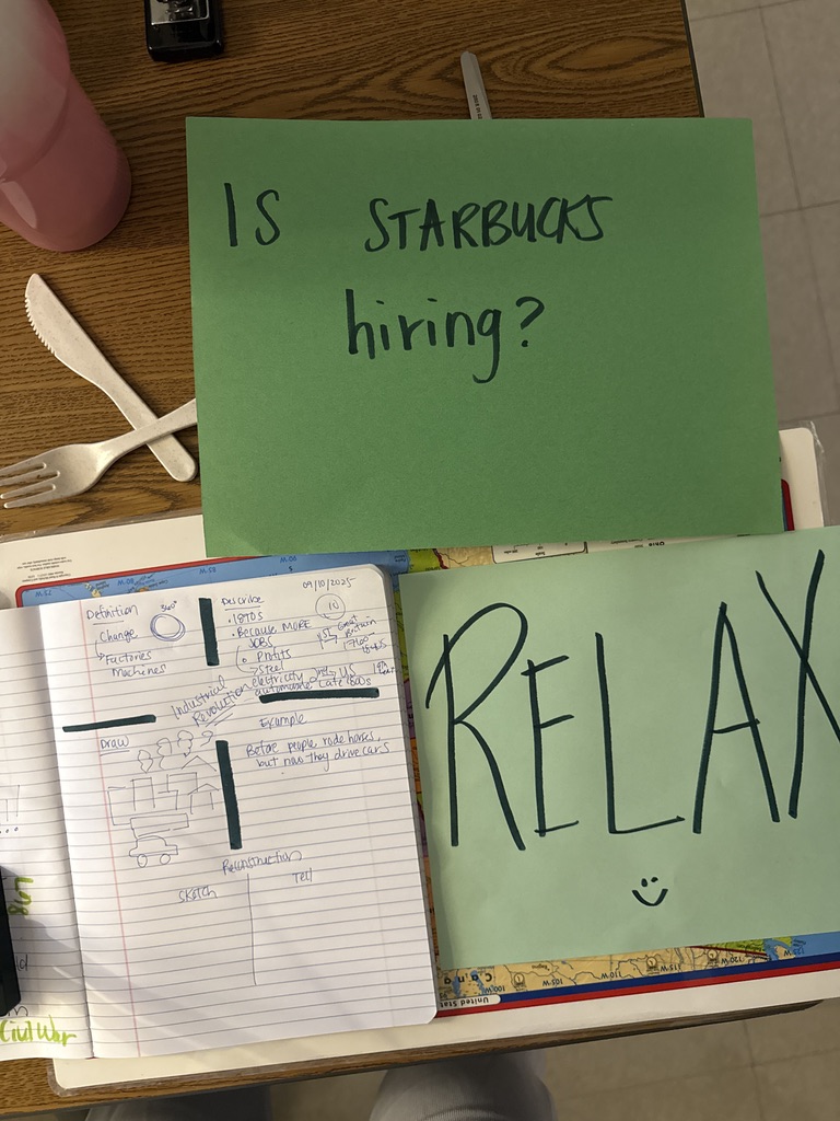 Student Frayer-style Industrial Revolution notes